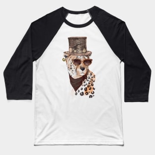 Big Cat with Spots Wearing Top Hat and Leopard Print Sunglasses Baseball T-Shirt